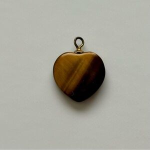 Vintage Tiger’s Eye Heart Shaped Pendant Charm
